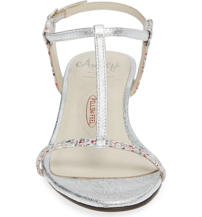 Shop Amalfi By Rangoni Mondale T-strap Wedge Sandal In Silver Leather