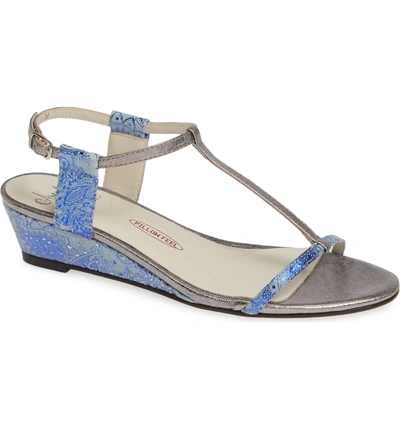 Shop Amalfi By Rangoni Mondale T-strap Wedge Sandal In Grey Leather