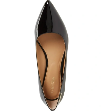 Shop Calvin Klein 'germina' Pointy Toe Wedge In Black Patent Leather