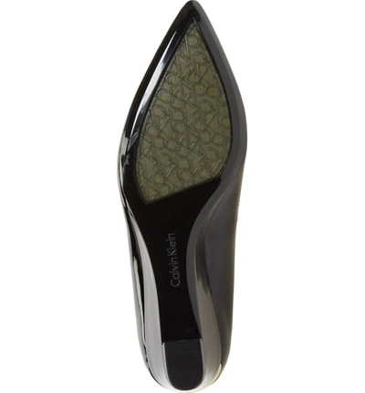 Shop Calvin Klein 'germina' Pointy Toe Wedge In Black Patent Leather