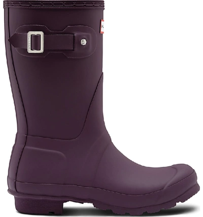 Shop Hunter Original Short Waterproof Rain Boot In Black Grape