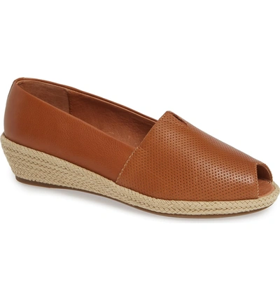 Shop Gentle Souls Luca Open Toe Wedge Espadrille In Cognac Leather