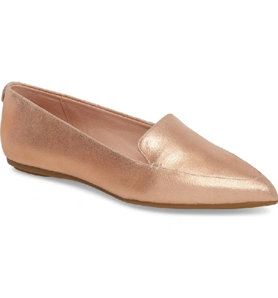 Shop Taryn Rose Faye Pointy Toe Loafer In Rose Gold Metallic Leather