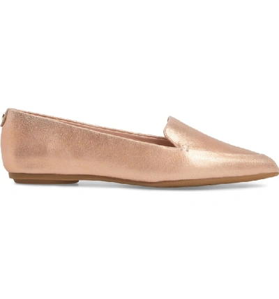 Shop Taryn Rose Faye Pointy Toe Loafer In Rose Gold Metallic Leather