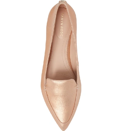 Shop Taryn Rose Faye Pointy Toe Loafer In Rose Gold Metallic Leather