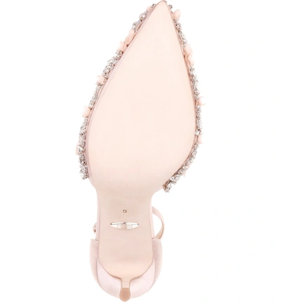 Shop Badgley Mischka Fey Embellshed Ankle Strap Pump In Soft Blush Satin