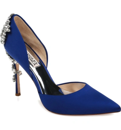 Badgley Mischka Vogue Crystal Embellished D'orsay Pump In Blue Satin |  ModeSens