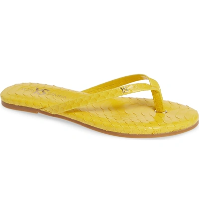 Shop Yosi Samra Rivington Flip Flop In Yellow Scaled Leather