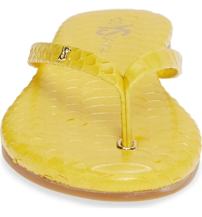 Shop Yosi Samra Rivington Flip Flop In Yellow Scaled Leather