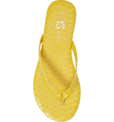 Shop Yosi Samra Rivington Flip Flop In Yellow Scaled Leather