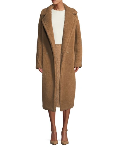 Shop Max Mara Double-breasted Camel Hair Blend Teddy Coat