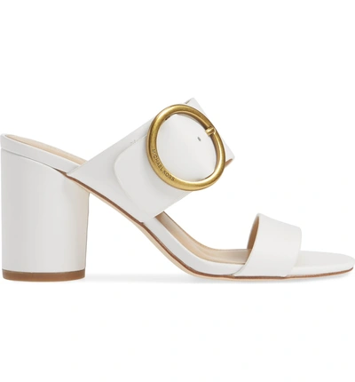 Shop Michael Michael Kors Estelle Wide Strap Sandal In White Vachetta Leather