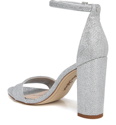 Shop Sam Edelman Yaro Ankle Strap Sandal In Soft Silver Fabric