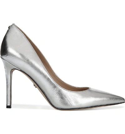 Shop Sam Edelman Hazel Pointy Toe Pump In Soft Metallic Silver Leather
