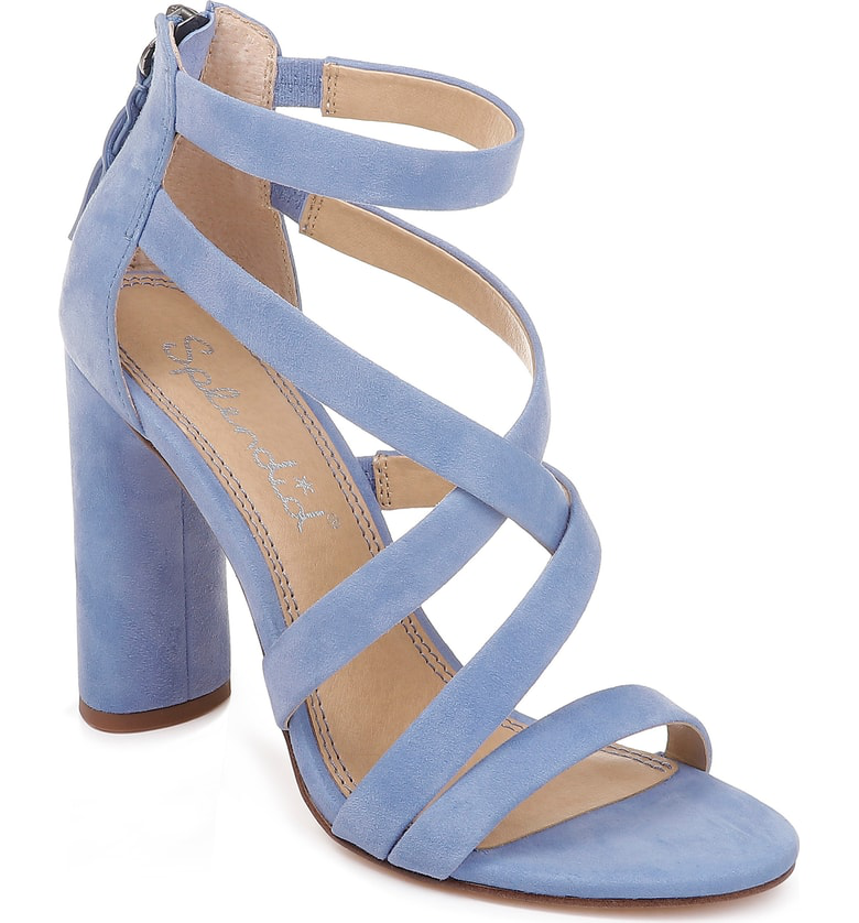 periwinkle block heels