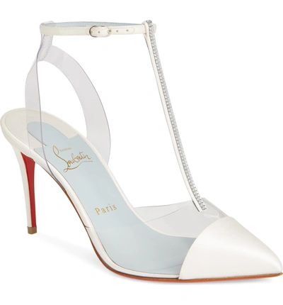Shop Christian Louboutin Nosy Jewel Clear Pump In Off White
