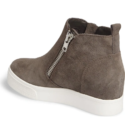 Shop Steve Madden Wedgie High Top Platform Sneaker In Grey Suede