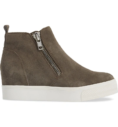 Shop Steve Madden Wedgie High Top Platform Sneaker In Grey Suede