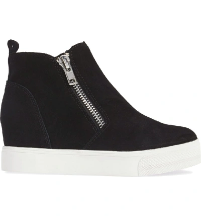 Shop Steve Madden Wedgie High Top Platform Sneaker In Black Suede