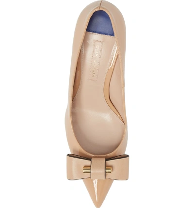 Shop Stuart Weitzman Belle Pointe Bow Pump In Adobe Cristal