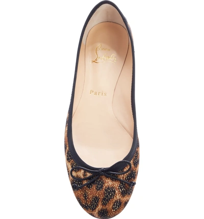 Shop Christian Louboutin La Massine Spike Flat In Leopard