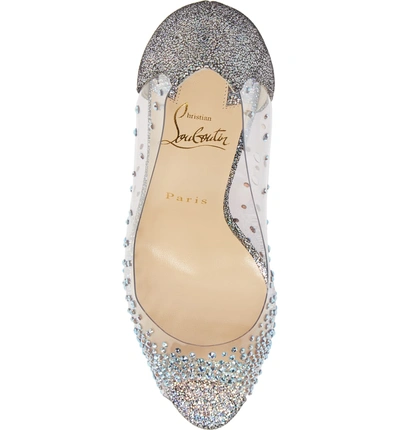 Shop Christian Louboutin Very Strass Embellished Peep Toe Pump In Silver