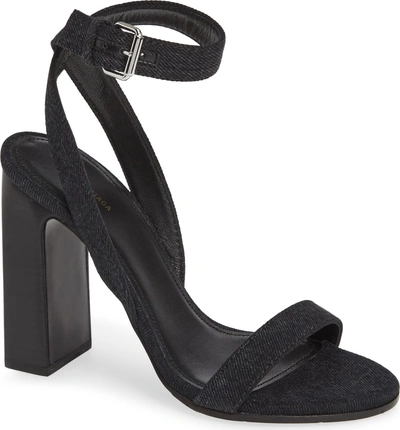 Shop Balenciaga Wraparound Denim Sandal In Black Denim