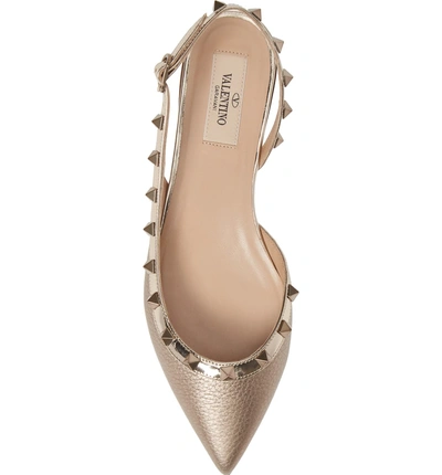 Shop Valentino Rockstud Pointed Toe Slingback Flat In Skin