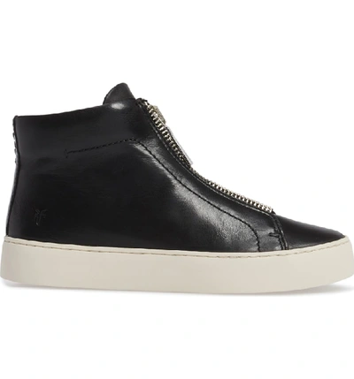 Shop Frye Lena Zip High Top Sneaker In Black Leather