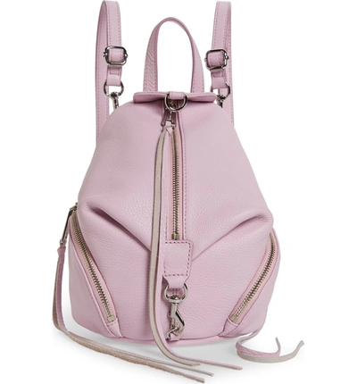 Shop Rebecca Minkoff Mini Julian Pebbled Leather Convertible Backpack - Purple In Light Orchid