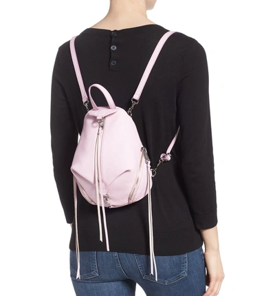 Shop Rebecca Minkoff Mini Julian Pebbled Leather Convertible Backpack - Purple In Light Orchid