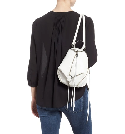Shop Rebecca Minkoff Mini Julian Pebbled Leather Convertible Backpack - White In Optic White