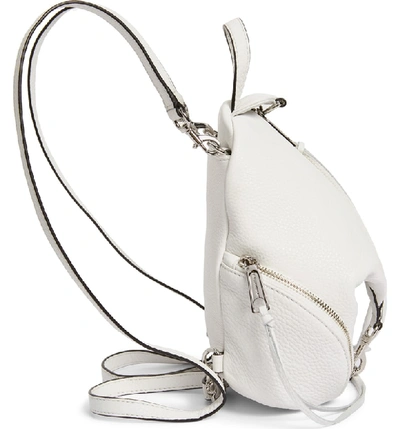 Shop Rebecca Minkoff Mini Julian Pebbled Leather Convertible Backpack - White In Optic White