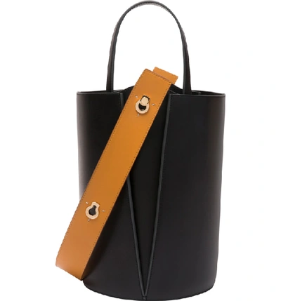 Shop Danse Lente Mini Lorna Leather Bucket Bag In Black/ocra