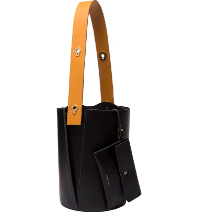 Shop Danse Lente Mini Lorna Leather Bucket Bag In Black/ocra