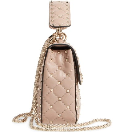 Shop Valentino Medium Rockstud Matelassé Quilted Leather Crossbody Bag In Poudre/ Gold