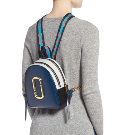 Shop Marc Jacobs Pack Shot Leather Backpack - Blue In Blue Sea Multi