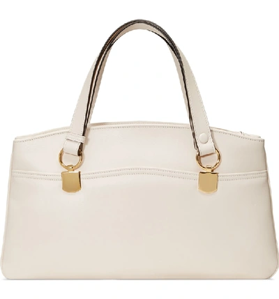 Shop Gucci Largeleather Top Handle Bag In Mystic White