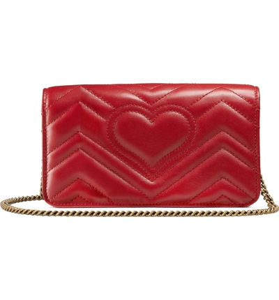 Shop Gucci Leather Shoulder Bag In Hibiscus Red