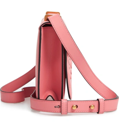 Shop Versace Tribute Embossed Leather Crossbody Bag - Pink In Shell Pink/ Tribute Gold