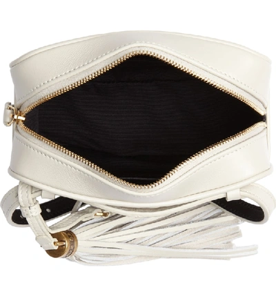 Shop Saint Laurent Lou Quilted Leather Belt Bag With Tassel In Cremasoft