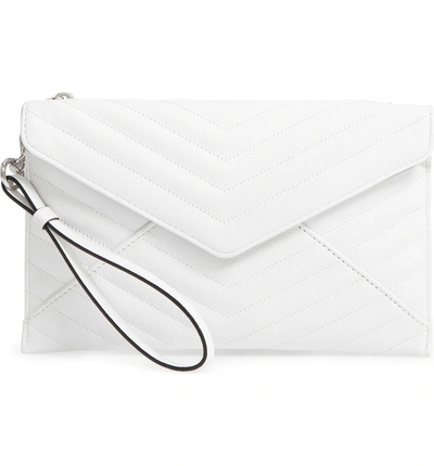 Shop Rebecca Minkoff Leo Quilted Leather Clutch - White In Optic White
