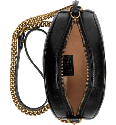 Shop Gucci Mini Gg Matelasse Round Leather Shoulder Bag In Nero