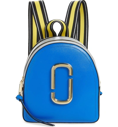 Shop Marc Jacobs Pack Shot Leather Backpack - Blue In Dazzling Blue Multi