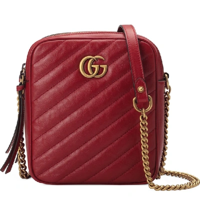 Shop Gucci Mini Gg Matelasse Leather Crossbody Bag In Romantic Cerise