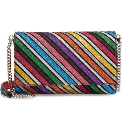 Shop Christian Louboutin Paloma Glitter Rainbow Suede Clutch - Metallic In Multi