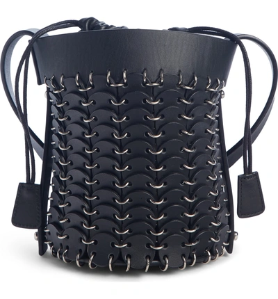 Shop Paco Rabanne Mini Calfskin Bucket Bag In Black
