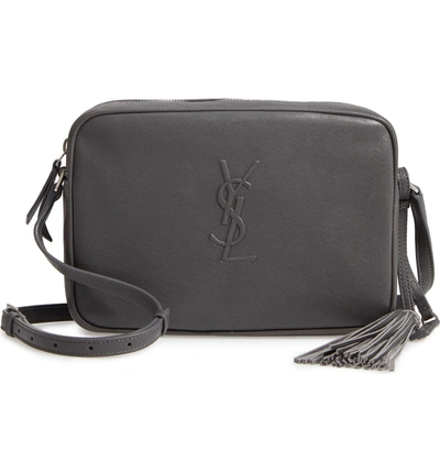 Shop Saint Laurent Small Mono Leather Camera Bag - Grey In Storm