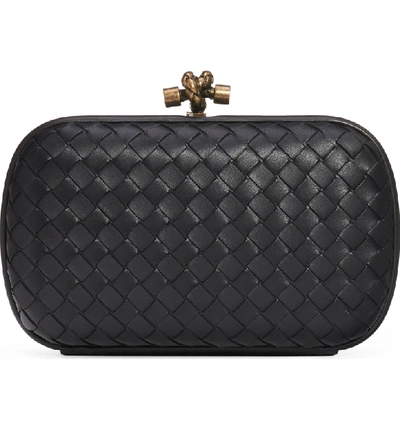 Shop Bottega Veneta Intrecciato Leather Knot Clutch - Black In Nero/ Nero