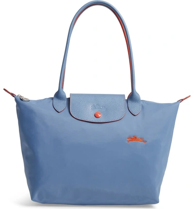 Shop Longchamp Le Pliage Club Small Shoulder Tote - Blue In Blue Mist